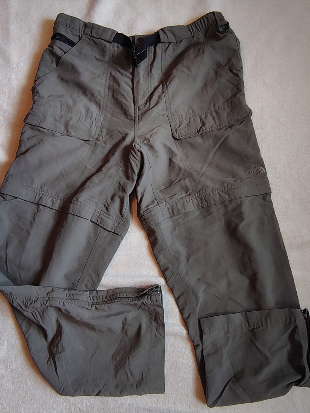 The North Face Paramount Peak Convertible Pants Mens L Army Green Cargo Belted